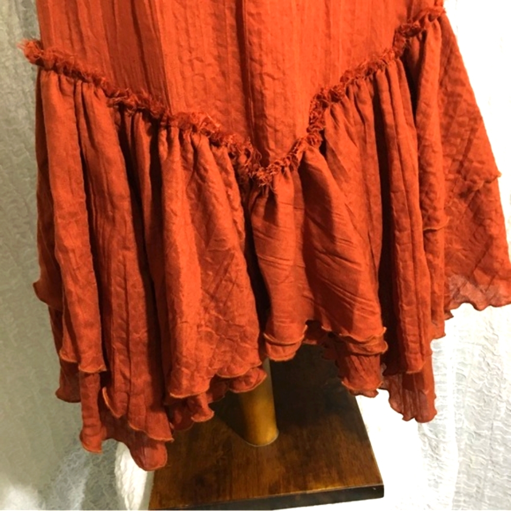 Free People Rust Orange Lace Tiered Slip Dress - Picture 6 of 13